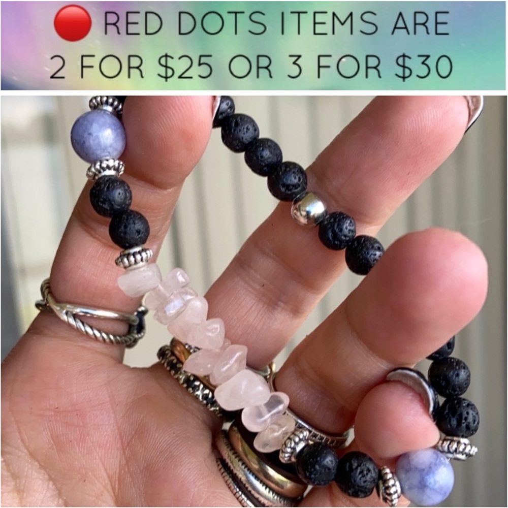 π΄ rose quartz angelite & lava rock bracelet - Picture 4 of 12